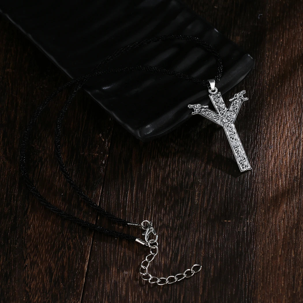 Viking Rune Algiz Double Wolf Pendant — Stainless Steel