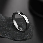 4mm Simple Smooth Women Rings Black Stainless Steel Men Rings Birthday Gifts Rings for men