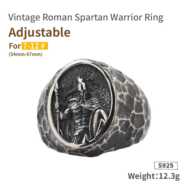 Spartacus Warriors sterling Silver Ring Male Spartan Warrior Fashion Jewelry