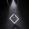 My Shape Punk Triangle Square Stacking Necklaces for Men Stainless Steel Geometric Pendant Necklace Fashion Male Hip Hop Jewelry