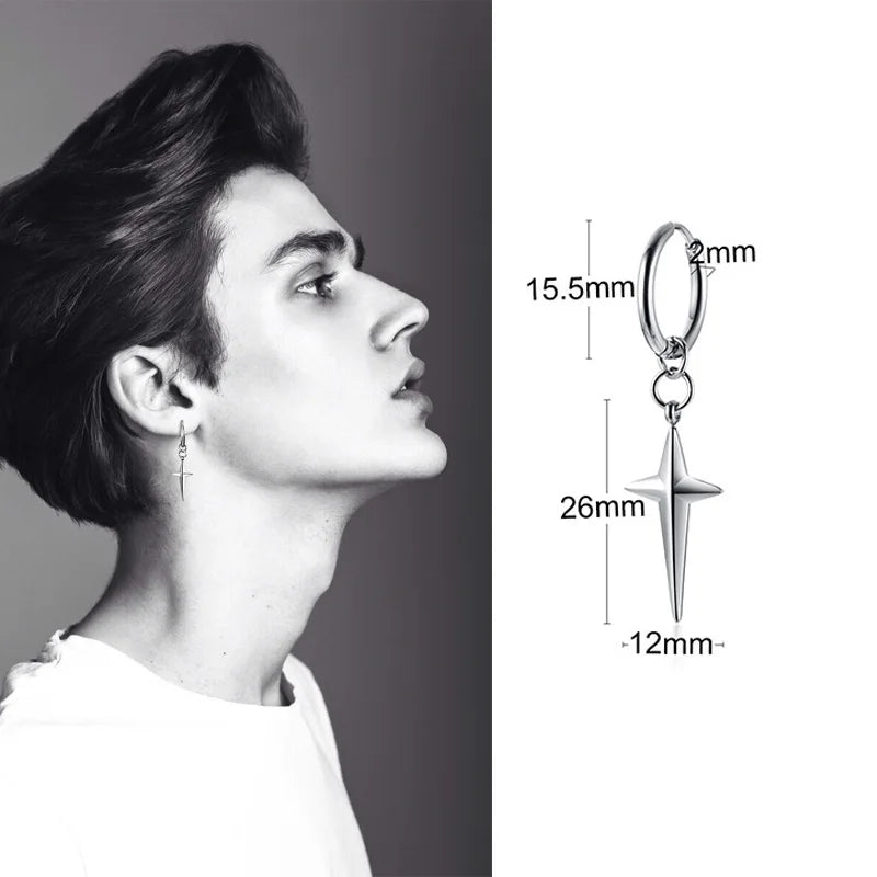 Silver Paperclip Hoop Earrings — Stainless Steel