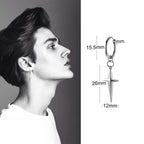 Silver Paperclip Hoop Earrings — Stainless Steel