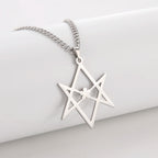 Thelema Unicursal Hexagonal Symbol Men's Stainless Steel Necklace Vintage Simple Pendant Religious Talisman Emblem