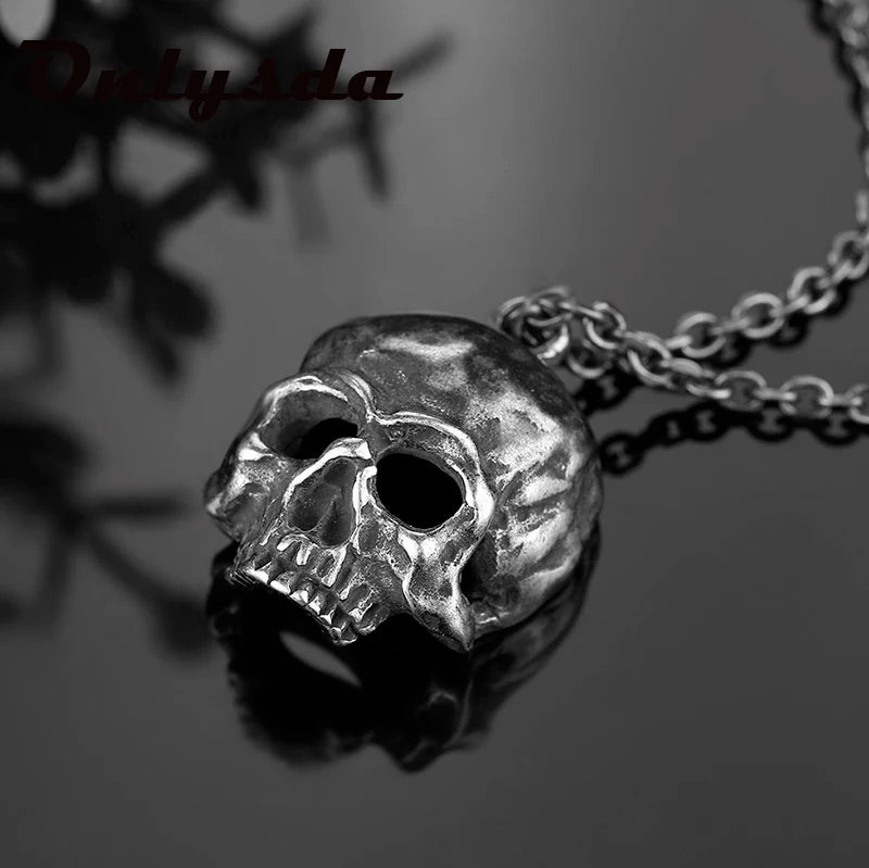 Black Skull Pendant Necklace — 316L Stainless Steel