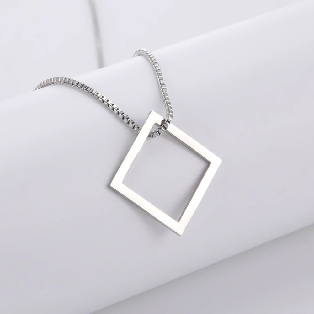 My Shape Punk Triangle Square Stacking Necklaces for Men Stainless Steel Geometric Pendant Necklace Fashion Male Hip Hop Jewelry