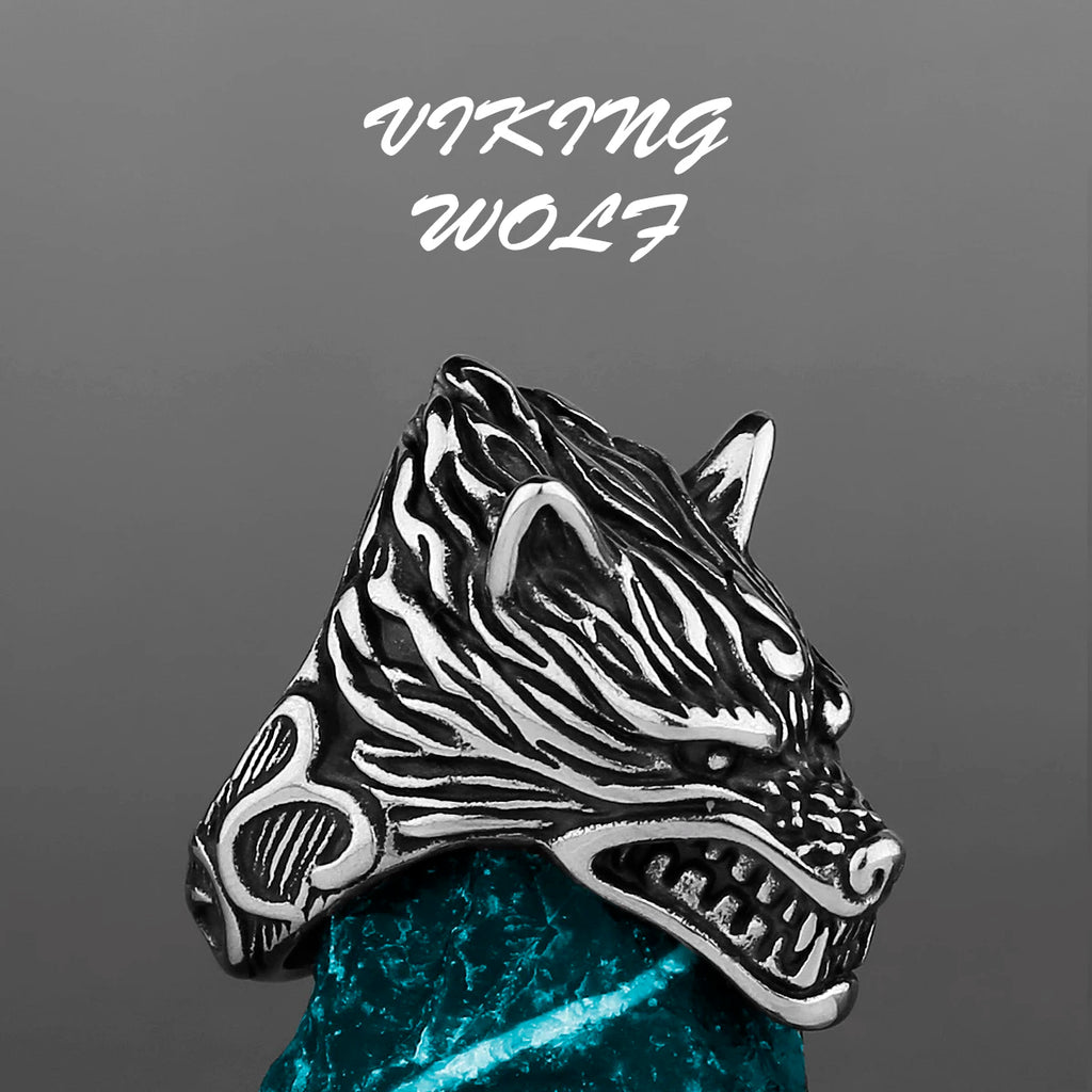 Nordic Viking Stainless Steel Ring Anchor Compass Tree of Life Viking Rune Wolf Men and Women Ring Jewelry Factory