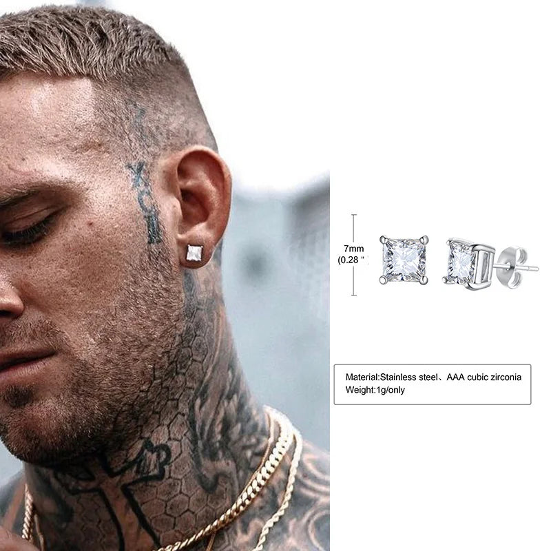 Iced Out Triangle Zircon Stud Earrings — SS