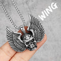 Fallen Angel Wings Skull Stainless Steel Men Necklaces Pendants Chain Punk for Boyfriend Male Jewelry Creativity Gift