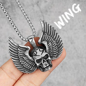 Fallen Angel Wings Skull Pendant — Stainless Steel