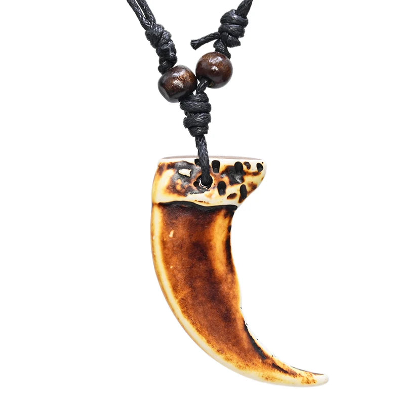 Tribal African Yak Bone Tusk Choker Necklace — Mixed Metal