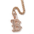 UWIN Initial Letter Pendant Necklace for Women Men Iced Out baguettecz Zircon Charms with Tennis Chain Hip Hop Jewelry