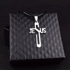Jesus Cross Pendants & Necklaces Men Stainless Steel Never Fade Pendants Rope Chain Religious Necklaces Women Christian