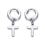 Cross Mini Huggie Hoop Earring — Stainless Steel