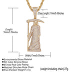 Iced Out Grim Reaper Pendant Necklace
