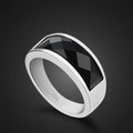 Retro 925 Sterling Silver Ring Unisex Fashion Black Agate Stone Ring Atmopheric Jewelry for Boyfriend Gifts