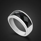 Retro 925 Sterling Silver Ring Unisex Fashion Black Agate Stone Ring Atmopheric Jewelry for Boyfriend Gifts