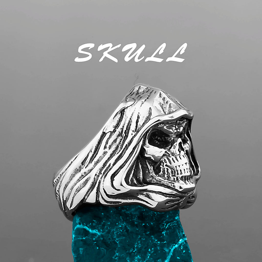 Skeleton Punk Men's Ring Rock Motorcycle Stainless Steel Ring Titanium Steel Casting Creative Gift