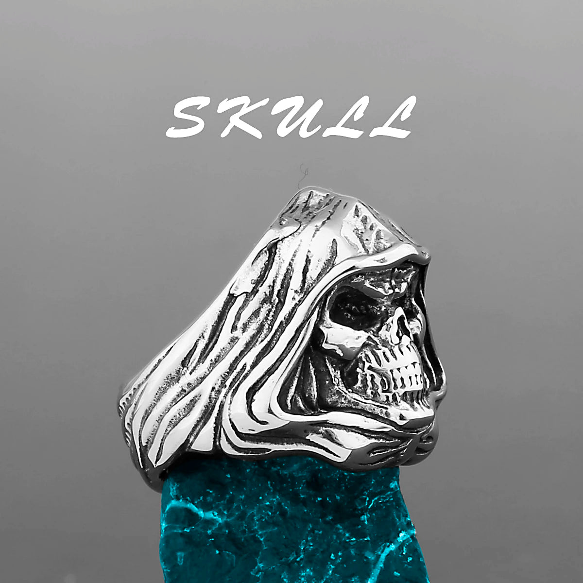 Skeleton Punk Men's Ring Rock Motorcycle Stainless Steel Ring Titanium Steel Casting Creative Gift