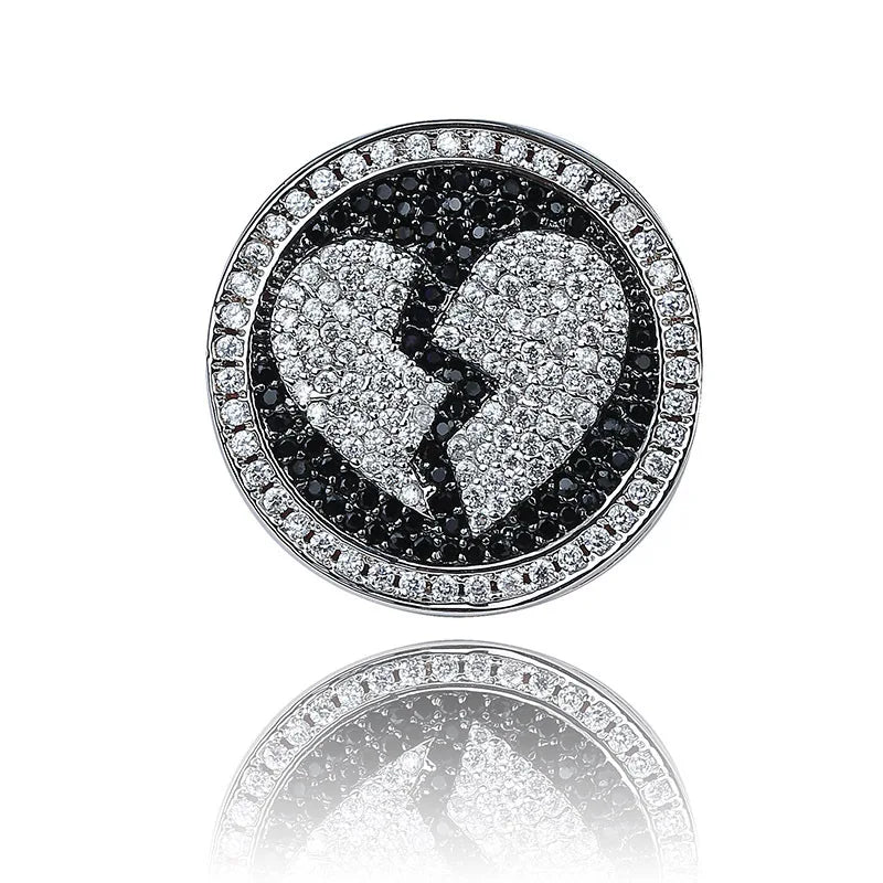 Iced Out Broken Heart Ring for Men — Micro Pave CZ Band