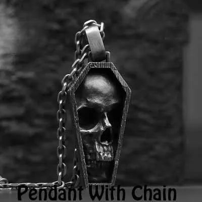 Onlysda Charms pendentif Gold Skull Pendant Necklace Men's Fashion Biker Punk Steel Chain Jewelry Antique Halloween Gift OSDZ035