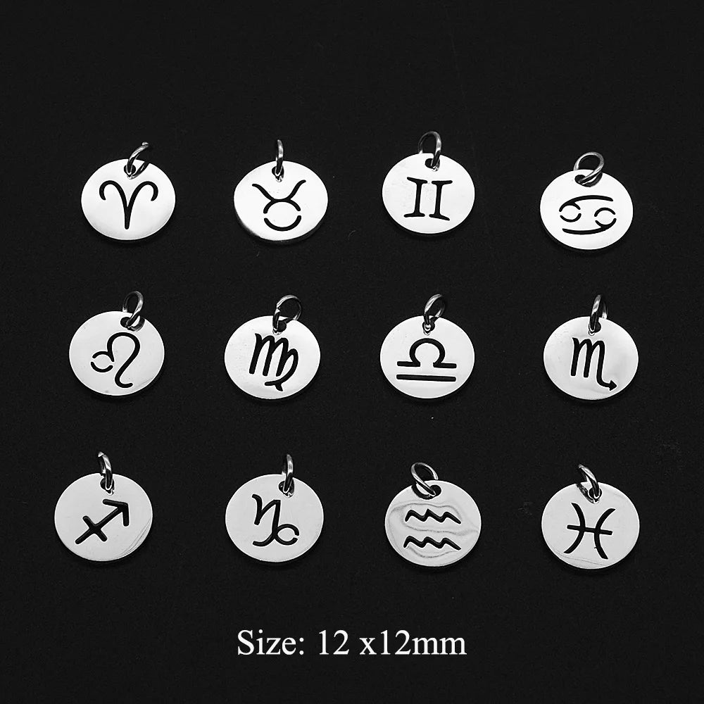 Zodiac Sign Charm Earrings Set — Stainless Steel