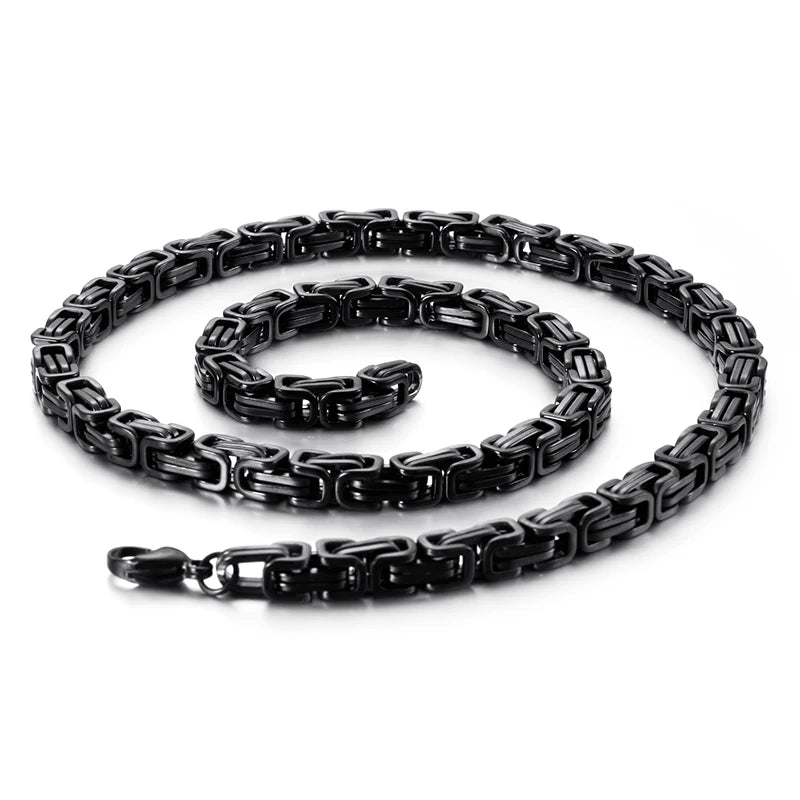 4/5/6/8mm Width Royal Box Chain Necklace For Men Male Stainless Steel Long Necklace Personalise Jewelry Boyfriend Gift