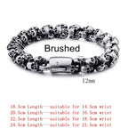 12/15mm Evil Ghost Head Skull Chain Bracelet Men 316L Stainless Steel Punk Shiny Matte Biker Rock Demon Jewelry