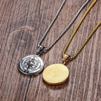 Viking Round Compass Sliding Pendant Necklace — Zinc Alloy