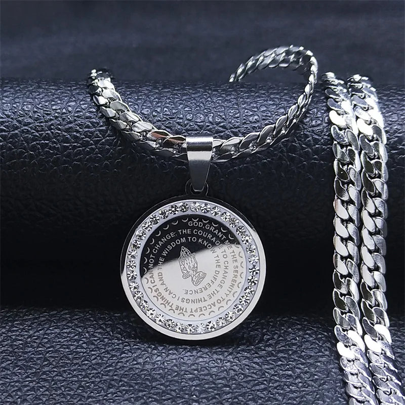 Crystal Lord's Prayer Cross Pendant — SS