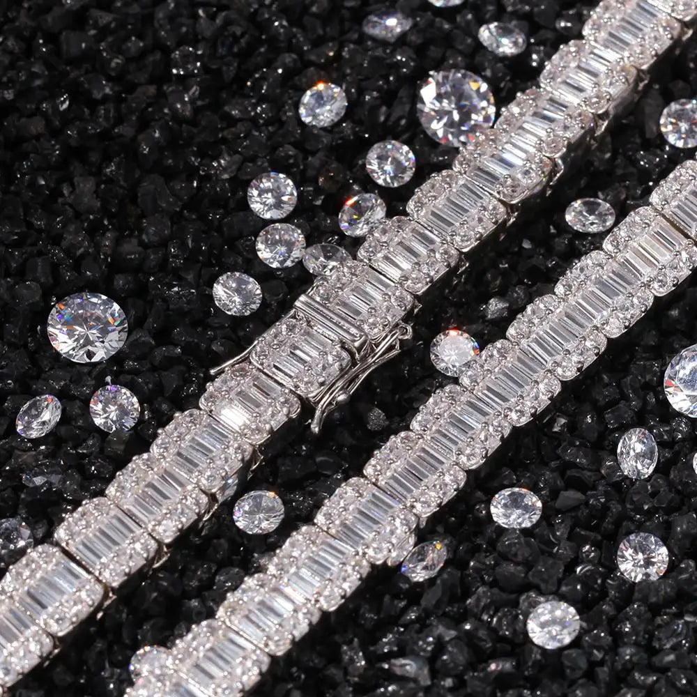 Iced Out Square Tennis Chain Choker Necklace — Copper Alloy