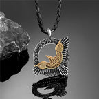 Stainless Steel Norse Mythology Eagle Necklace Men Vikings Raven Never Fade Gold Color Vegvisir Slavic Runes Amulet