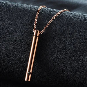 Cylinder Memorial Urn Pendant — Stainless Steel