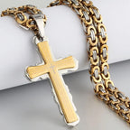 Catholic Bible Cross Byzantine Chain Necklace — Stainless Steel