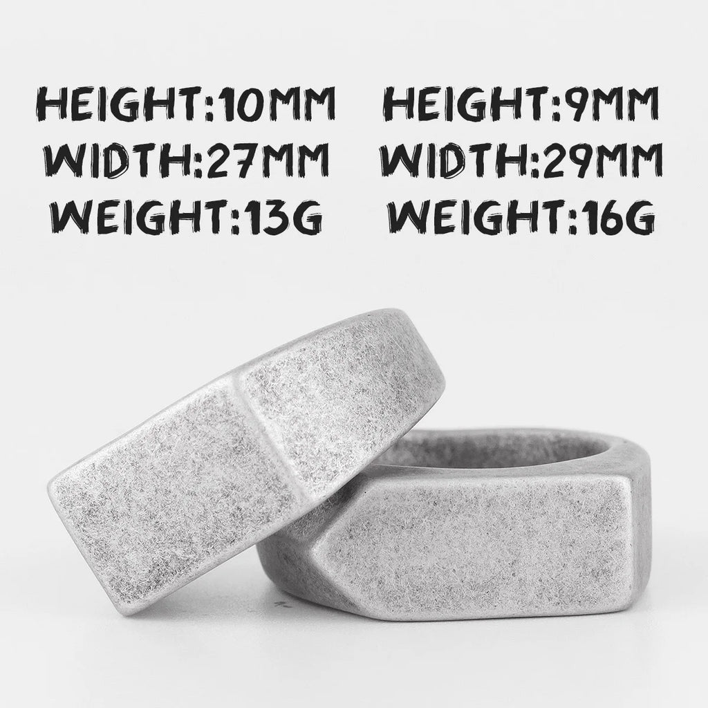 Retro Simple Square Bullet Stainless Steel Mens Rings Vintage Rustic for Male Boyfriend Biker Jewelry Creativity Gift