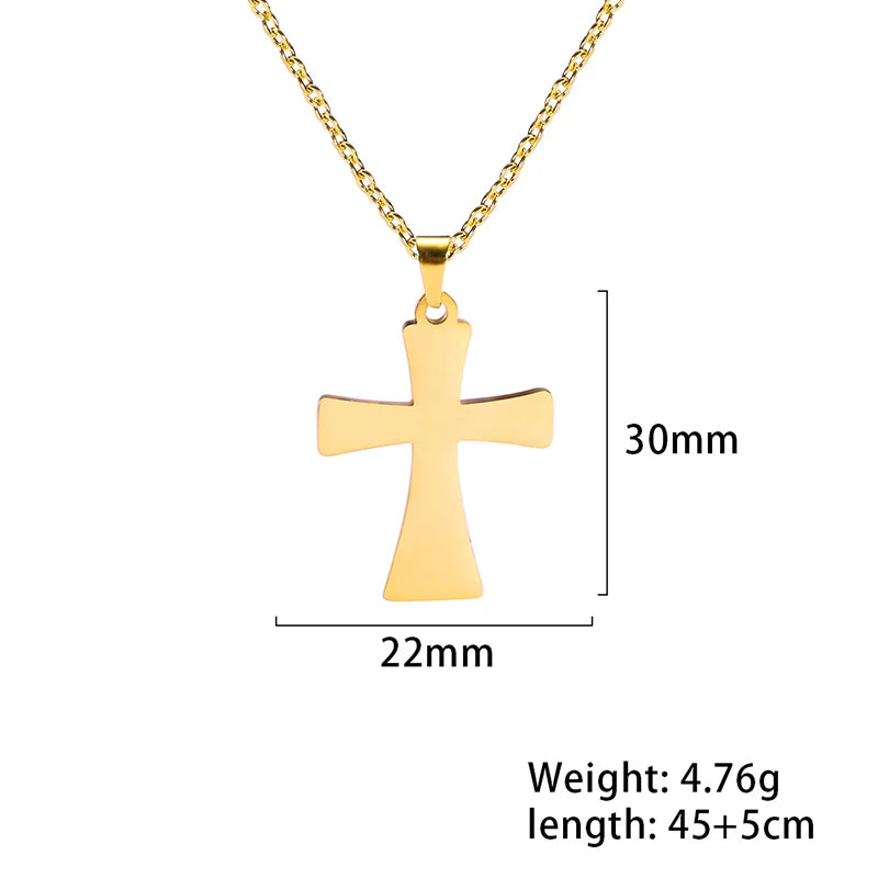 Religious Jesus Cross Pendant Necklace — Stainless Steel Chain