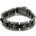 Ghost Skull Head Shaped Men's Leather Bracelets With Belt Buckle Stainless Steel On Hand Bands For Men Male Wristbands