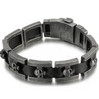 Ghost Skull Head Shaped Men's Leather Bracelets With Belt Buckle Stainless Steel On Hand Bands For Men Male Wristbands