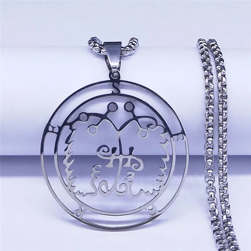 Demon Seal Silver Pendant Necklace — Stainless Steel