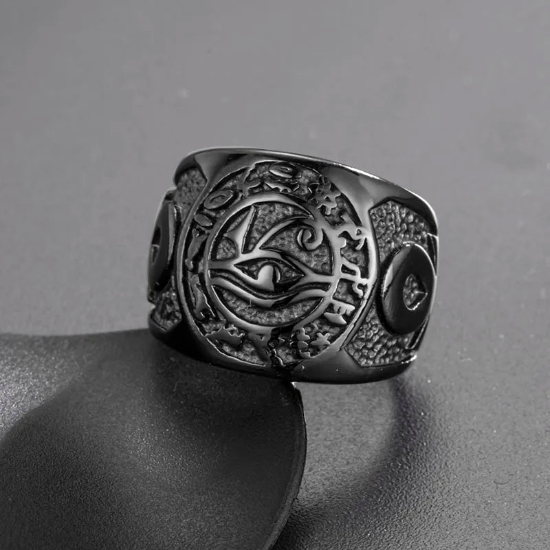 Eye of Horus Ankh Cross Ring — Stainless Steel