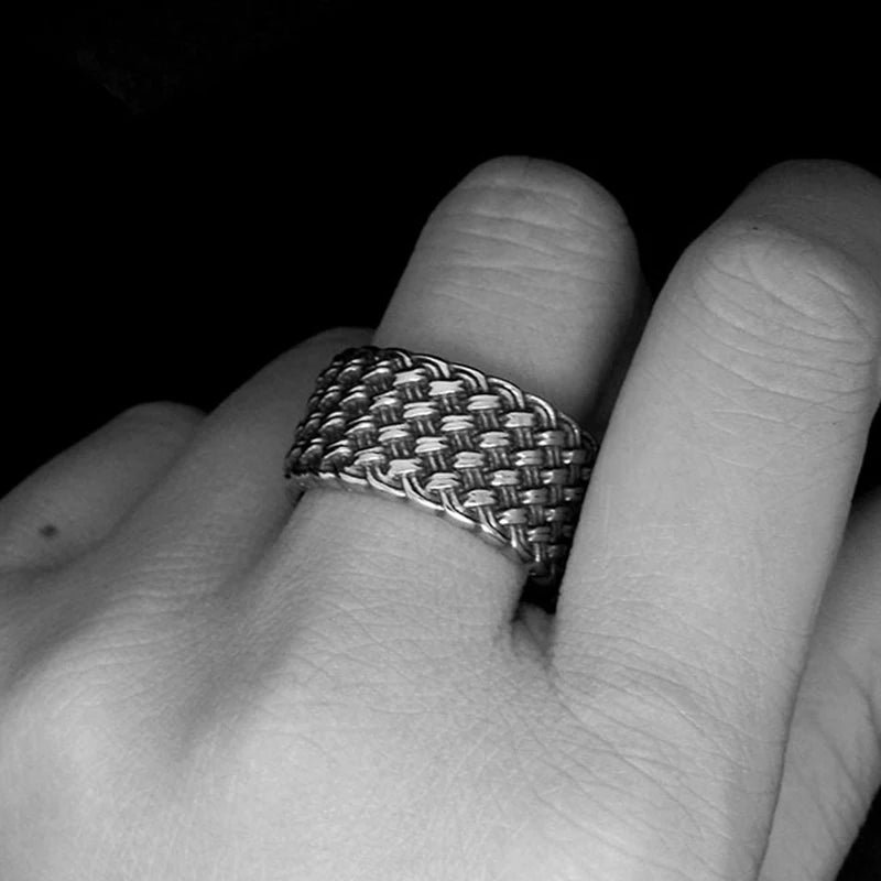 Sales Retro Cool Weaved Rings For Man Wedding Bands Jewelry Fashion Stainless Steel Men's Rings Men Finger Jewelry