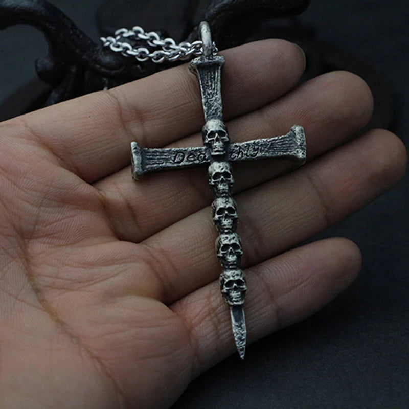 Vintage Punk Skull Necklace for Men Women 316L Stainless Steel Necklaces Men's chain Fashion Male Kiss Jewelry OSDZ201