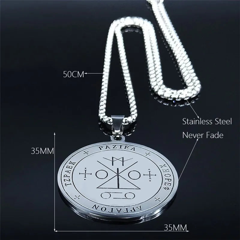 Angel Raziel Silver Pendant Necklace — Stainless Steel