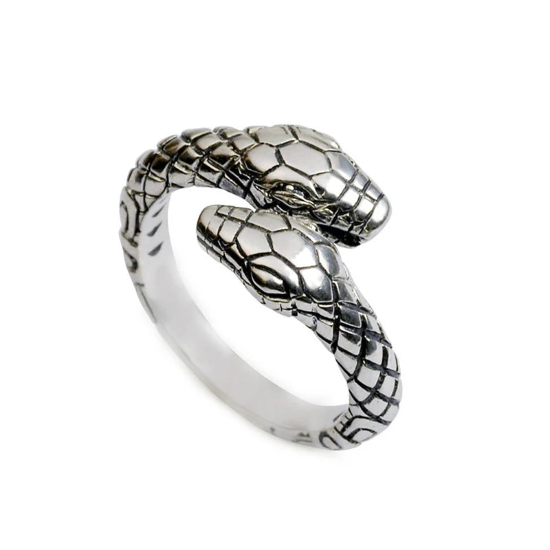 Ring for Women Girls Dragon Snake Fashion Men Jewelry Vintage Ancient Silver Color Punk Hip Hop Adjustable Locomotive