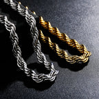TOPGRILLZ 8MM Stainless Steel Rope Chain Necklace 18"20"24"  Gold Color Necklace Hip Hop Fashion Jewelry For Men Party