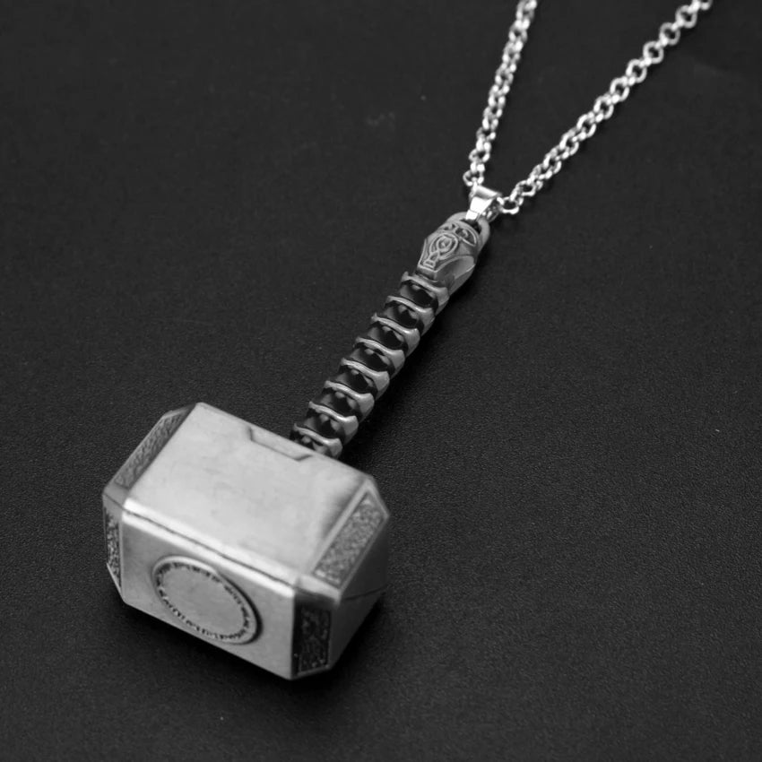 Superhero Thor Necklace Thor's Hammer Mjolnir Pendant Neck Chain Men's Trend Accessories