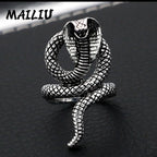 Rattlesnake Ring Vintage Silver Plated Snake Ring Motorcycle Party Punk Domineering Ring Women Men Ring Cool Hip Hop