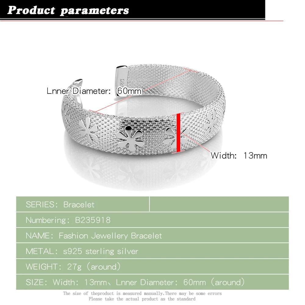 Vintage Wide Open Cuff Bangle Bracelet for Women — Silver-Tone
