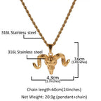 Hip Hop Titanium Steel Skull Goat Horn Pendants Necklaces for Men Rock Jewerly Drop Shipping