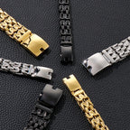 Waterproof Gold Color Bracelet for Man 316L Stainless Steel Double Row V Chain Men's Hand Wrist Bracelets Jewelry Gifts
