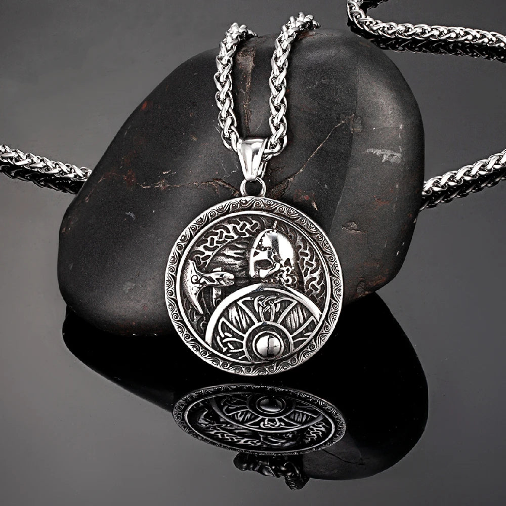 Spartan Warrior Axe Pendant Necklace — Gold-Tone Steel